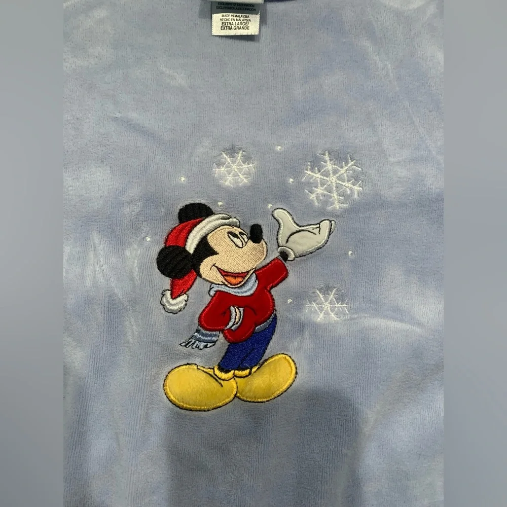 Vintage Velour Disney Mickey‎ Mouse Blue Sweater XL Long Sleeve - Picture 2 of 9
